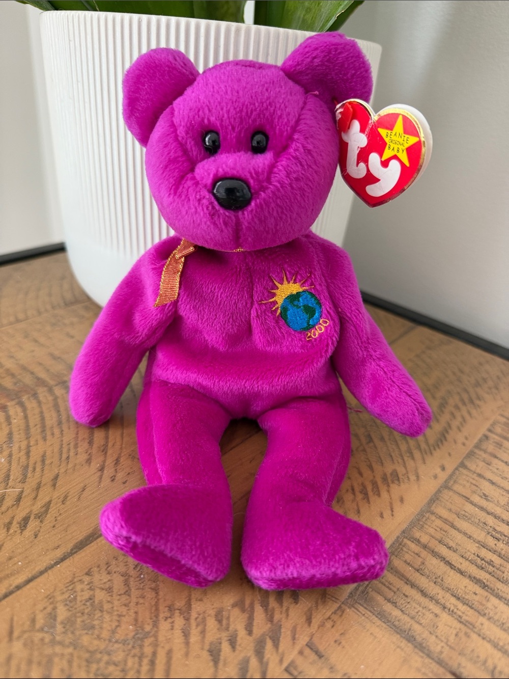 Ty Magenta Plush Beanie Bear Millennium 2000